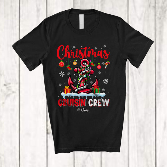 MacnyStore - Personalized Christmas Cruisin Crew; Fantastic X-mas Lights Santa Anchor Trip ; Custom Name Family T-Shirt