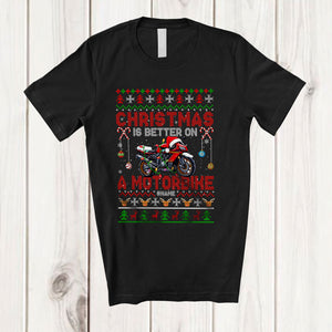 MacnyStore - Personalized Christmas Is Better On A Motorbike; Joyful Custom Name Santa Motorbike; Family T-Shirt