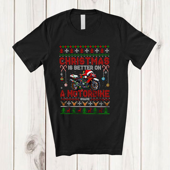 MacnyStore - Personalized Christmas Is Better On A Motorbike; Joyful Custom Name Santa Motorbike; Family T-Shirt