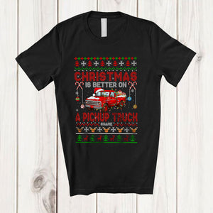 MacnyStore - Personalized Christmas Is Better On A Pickup Truck; Joyful Custom Name Santa Pickup Truck; Family T-Shirt