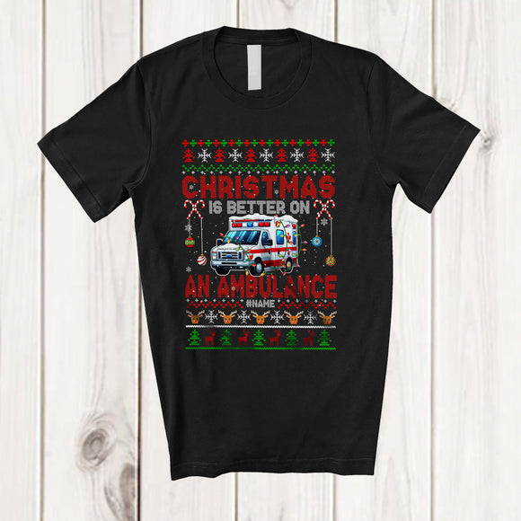 MacnyStore - Personalized Christmas Is Better On An Ambulance; Joyful Custom Name Santa Ambulance; Family T-Shirt