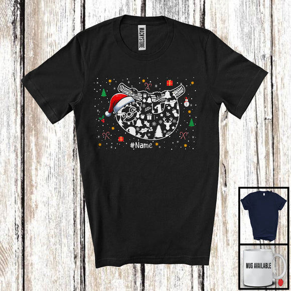 MacnyStore - Personalized Christmas Santa Sloth Shape; Cheerful X-mas Custom Name Sloth; Family T-Shirt