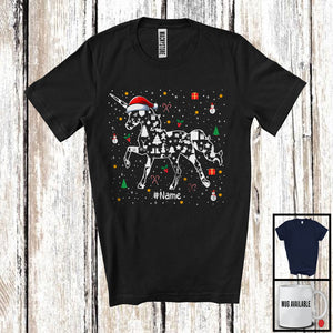 MacnyStore - Personalized Christmas Santa Unicorn Paws Shape; Cheerful X-mas Custom Name Unicorn; Family T-Shirt