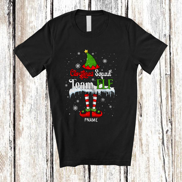 MacnyStore - Personalized Christmas Squad Team Elf; Lovely Custom Name Elf Pajama; Snow Family T-Shirt