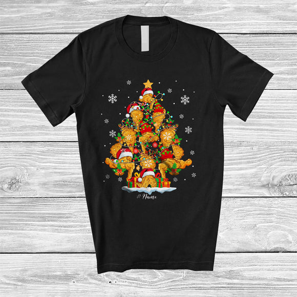 MacnyStore - Personalized Christmas Tree Chicken Nuggets; Amusing X-mas Lights Custom Name Food; Family T-Shirt