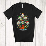 MacnyStore - Personalized Christmas Tree Daisy; Adorable X-mas Lights Flowers; Custom Name Family T-Shirt