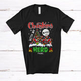 MacnyStore - Personalized Christmas With My Herd; Fantastic Three Santa Horse; Plaid Custom Name Farmer T-Shirt