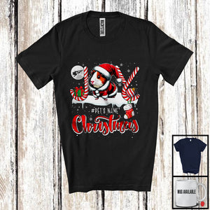 MacnyStore - Personalized Christmas; Joyful X-mas Custom Name Santa Guinea Pig; Candy Cane Snowing T-Shirt