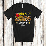 MacnyStore - Personalized Class Of 2026 Senior; Proud Graduation Leopard Sunflower; Custom Name Graduate T-Shirt