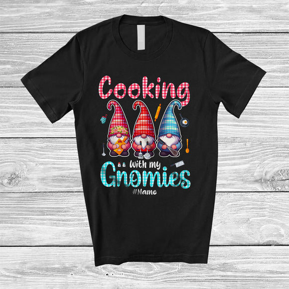 MacnyStore - Personalized Cooking With My Gnomies; Joyful Valentine 3 Gnomes; Custom Name Lunch Lady Chef T-Shirt