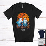 MacnyStore - Personalized Couple Ghost Cycling; Humorous Halloween Custom Name Cycling Lover T-Shirt