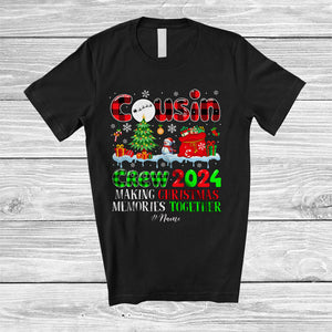 MacnyStore - Personalized Cousin Crew 2024 Christmas Memories; Lovely Plaid Custom Name Snowman; Family T-Shirt