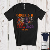 MacnyStore - Personalized Cousin Crew 2024, Horror Halloween Custom Name Family Pumpkin Skeleton Witch T-Shirt