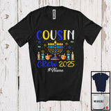 MacnyStore - Personalized Cousin Crew 2025, Lovely Hanukkah Custom Name Family, Menorah Dreidel Lover T-Shirt