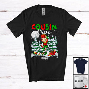 MacnyStore - Personalized Cousin Crew; Adorable Christmas Lights Tree Elf Snowing; Custom Name Family T-Shirt