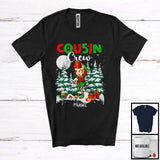 MacnyStore - Personalized Cousin Crew; Adorable Christmas Lights Tree Elf Snowing; Custom Name Family T-Shirt