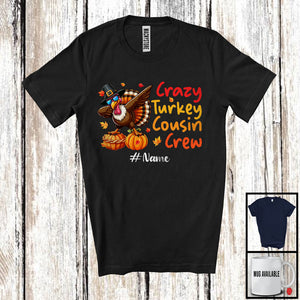 MacnyStore - Personalized Crazy Turkey Cousin Crew; Joyful Thanksgiving Dabbing Turkey; Custom Name Family T-Shirt