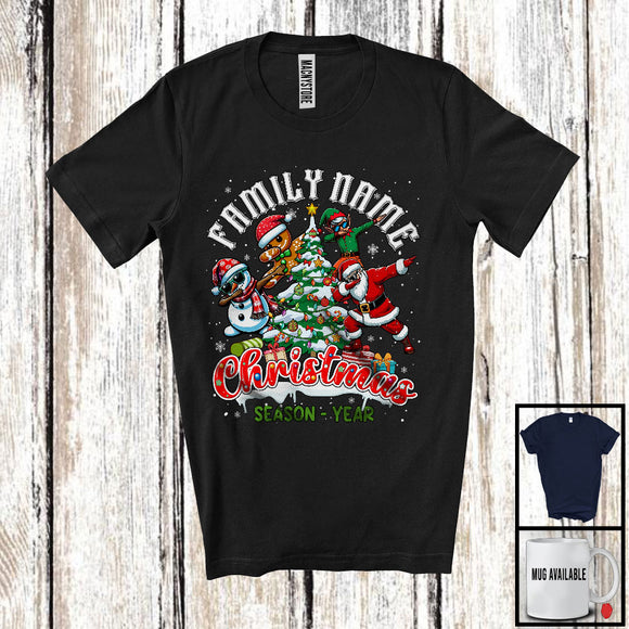 MacnyStore - Personalized Custom Family Name Christmas Season Year, Cheerful X-mas Tree Santa ELF Dabbing T-Shirt
