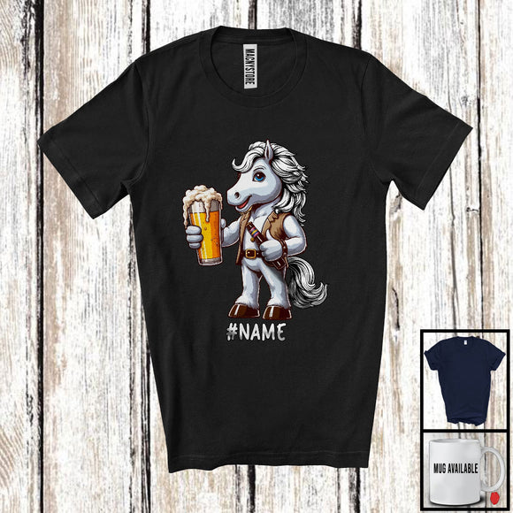 MacnyStore - Personalized Custom German Horse Drinking Beer; Joyful Festival Oktoberfest; Drunker Team T-Shirt