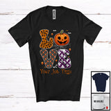 MacnyStore - Personalized Custom Job Title LOVE; Awesome Halloween Leopard Carved Pumpkin; Family Group T-Shirt