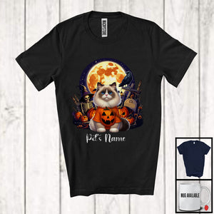 MacnyStore - Personalized Custom Kitten's Name Ragdoll Cat, Lovely Halloween Skeleton Pumpkins T-Shirt