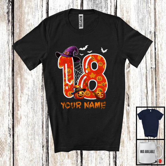 MacnyStore - Personalized Custom Name 18th Birthday; Scary Carved Pumpkin Halloween; Family Group T-Shirt