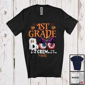 MacnyStore - Personalized Custom Name 1st Grade Boo Crew, Horror Halloween Ghost Witch Zombie Eyes, Careers T-Shirt