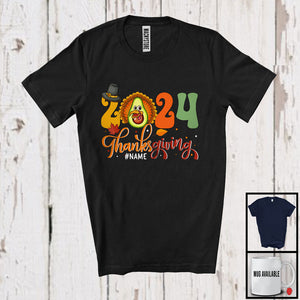 MacnyStore - Personalized Custom Name 2024 Thanksgiving; Lovely Avocado Turkey Fruit Vegan; Family Group T-Shirt