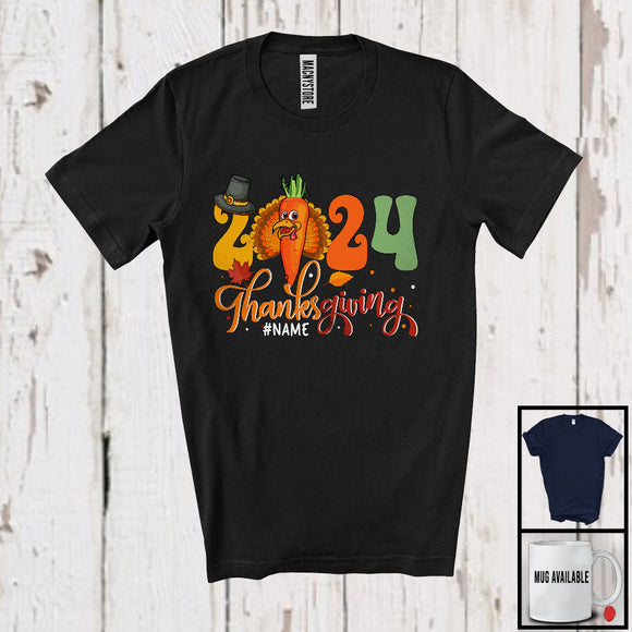 MacnyStore - Personalized Custom Name 2024 Thanksgiving; Lovely Carrot Turkey Fruit Vegan; Family Group T-Shirt