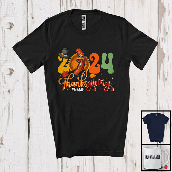 MacnyStore - Personalized Custom Name 2024 Thanksgiving; Lovely Sausage Turkey Food Lover; Family Group T-Shirt