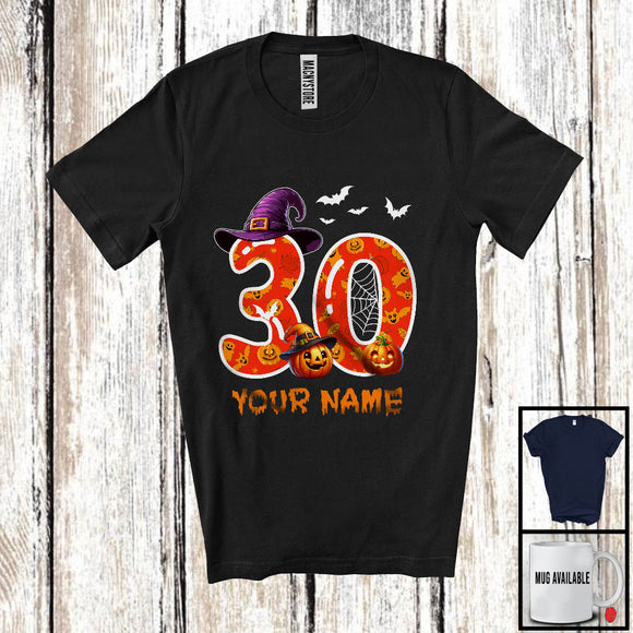 MacnyStore - Personalized Custom Name 30th Birthday; Scary Carved Pumpkin Halloween; Family Group T-Shirt