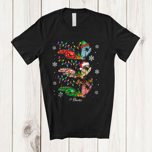 MacnyStore - Personalized Custom Name 3Ho ASL Sign Language; Lovely Christmas Lights Hand Sign; Family T-Shirt