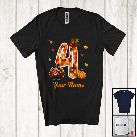 MacnyStore - Personalized Custom Name 4th Birthday; Awesome Thanksgiving Turkey Pumpkin; Family T-Shirt