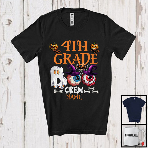 MacnyStore - Personalized Custom Name 4th Grade Boo Crew, Horror Halloween Ghost Witch Zombie Eyes, Careers T-Shirt