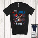 MacnyStore - Personalized Custom Name 4th Of July Crew, Joyful Dabbing Sloth American Flag, Patriotic Group T-Shirt