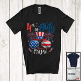 MacnyStore - Personalized Custom Name 4th Of July Crew, Joyful USA Flag Sunglasses Fireworks, Patriotic T-Shirt