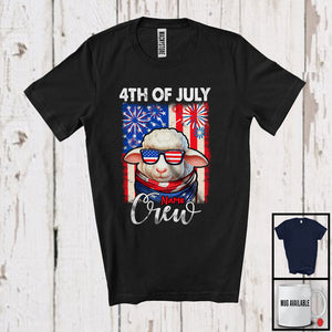 MacnyStore - Personalized Custom Name 4th Of July Crew, Lovely Sheep Farmer Lover, American Flag Patriotic T-Shirt