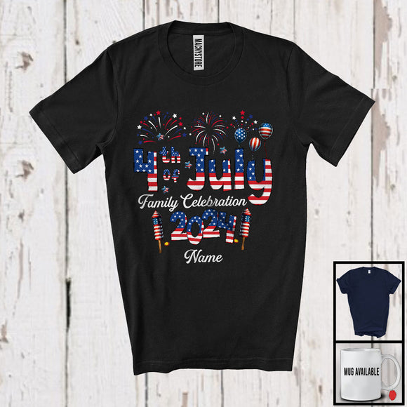 MacnyStore - Personalized Custom Name 4th Of July Family Celebration 2024, Proud US Flag Family, Patriotic T-Shirt