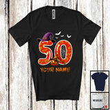 MacnyStore - Personalized Custom Name 50th Birthday; Scary Carved Pumpkin Halloween; Family Group T-Shirt