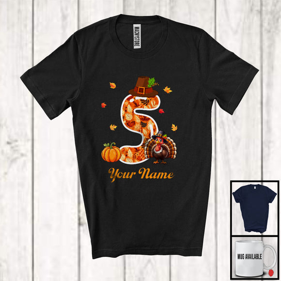 MacnyStore - Personalized Custom Name 5th Birthday; Awesome Thanksgiving Turkey Pumpkin; Family T-Shirt