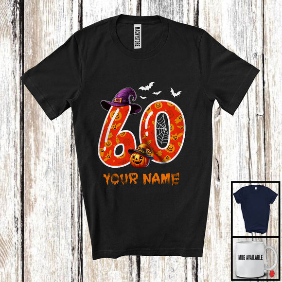 MacnyStore - Personalized Custom Name 60th Birthday; Scary Carved Pumpkin Halloween; Family Group T-Shirt