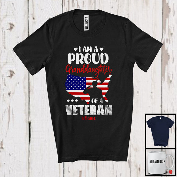 MacnyStore - Personalized Custom Name A Proud Granddaughter of A Veteran; Amusing Father's Day Family T-Shirt