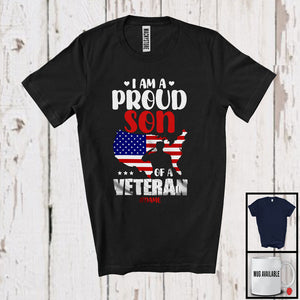 MacnyStore - Personalized Custom Name A Proud Son of A Veteran; Amusing Father's Day Family T-Shirt