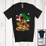 MacnyStore - Personalized Custom Name Abyssinian On Beach, Lovely Summer Vacation Kitten Palm Tree T-Shirt