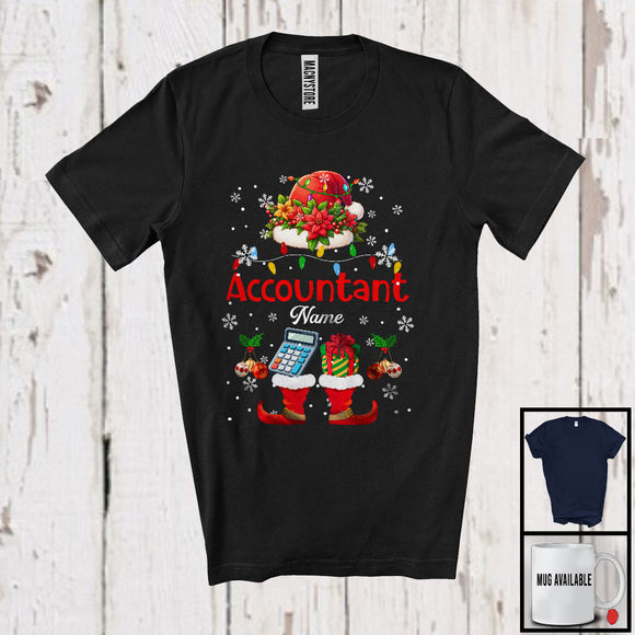 MacnyStore - Personalized Custom Name Accountant, Joyful Christmas Lights Santa Calculator, Jobs Careers T-Shirt