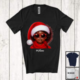 MacnyStore - Personalized Custom Name African Girl Face Santa; Lovely Christmas Pajama; Afro African Family T-Shirt