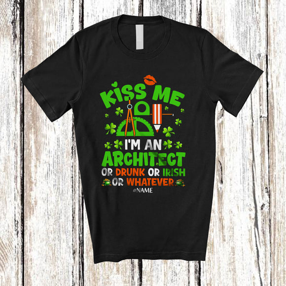 MacnyStore - Personalized Custom Name Architect Or Drunk Irish; Happy St. Patrick's Day Shamrock; Drinking T-Shirt