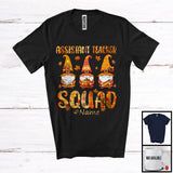 MacnyStore - Personalized Custom Name Assistant Teacher Squad; Lovely Thanksgiving Three Gnomes Plaid T-Shirt