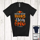 MacnyStore - Personalized Custom Name Assistant Teacher Thanksgiving Crew; Lovely Autumn Leaves Pumpkin T-Shirt