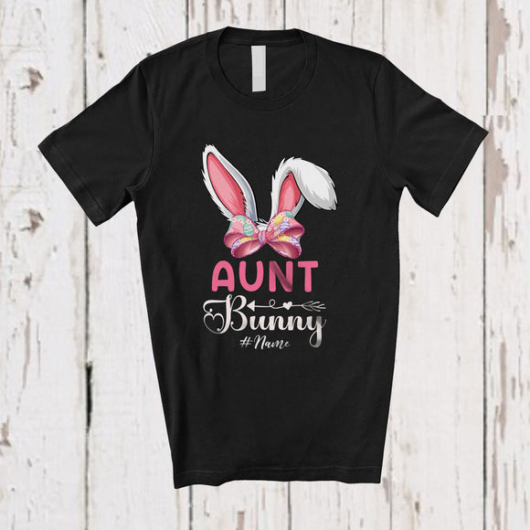 MacnyStore - Personalized Custom Name Aunt Bunny; Lovely Easter Bunny Face Egg Hunt; Girls Women Family T-Shirt